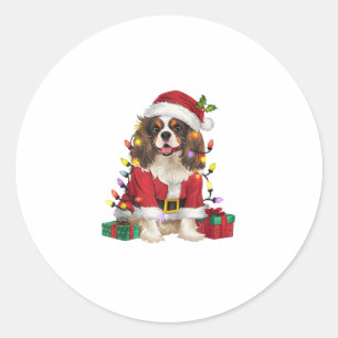 Xmas Lighting Cavalier King Charles Spaniel Dog Ch Classic Round Sticker