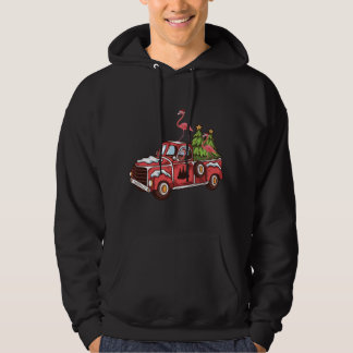 Xmas Lighting Flamingo Riding Christmas Tree Red T Hoodie