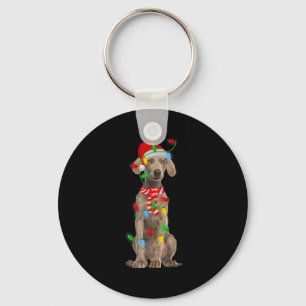 Xmas Lighting Holiday Santa Weimaraner Dog Christm Keychain