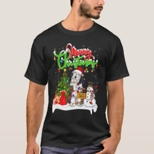 Xmas Lighting Matching Santa Bearded Collie Dog We T-Shirt