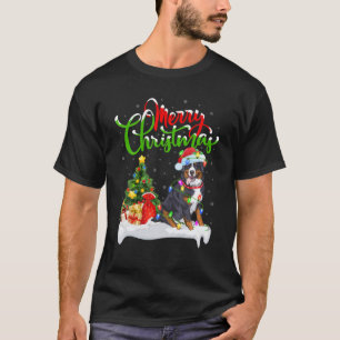 Xmas Lighting Matching Santa Bernese Mountain Dog T-Shirt