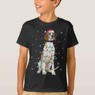Xmas Lighting Matching Santa Hat English Pointer C T-Shirt