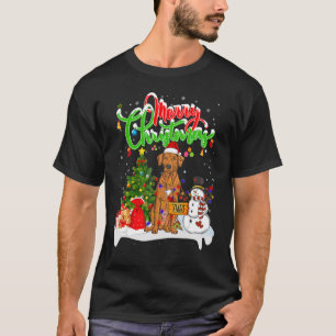 Xmas Lighting Matching Santa Rhodesian Ridgeback D T-Shirt