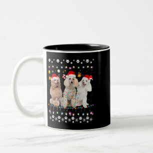 Xmas Lighting Matching Ugly Poodle Dog Christmas 8 Two-Tone Coffee Mug