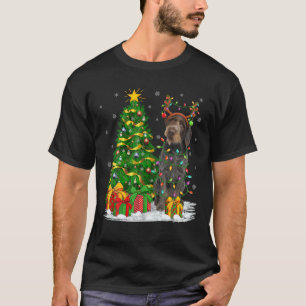 Xmas Lighting Reindeer German Wirehaired Pointer C T-Shirt