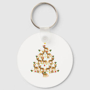 Xmas Lighting Santa African Wild Dog Christmas Tre Keychain