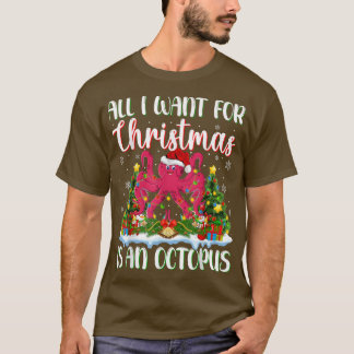 Xmas Lighting Santa All I Want For Christmas Is A T-Shirt