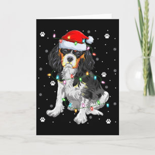 Xmas Lighting Santa Cavalier King Charles Spaniel Card