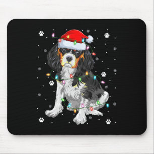 Xmas Lighting Santa Cavalier King Charles Spaniel Mouse Pad