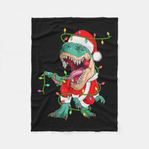 Xmas Lighting Santa Costume Dinosaur T-rex Christm Fleece Blanket