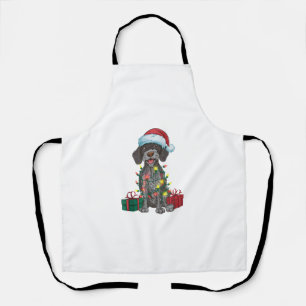 Xmas Lighting Santa German Wirehaired Pointer Dog  Apron
