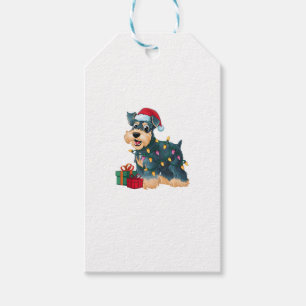 Xmas Lighting Santa Giant Schnauzer Dog Christmas Gift Tags