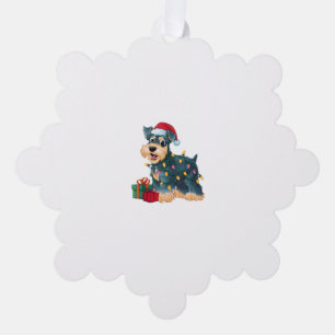 Xmas Lighting Santa Giant Schnauzer Dog Christmas  Ornament Card