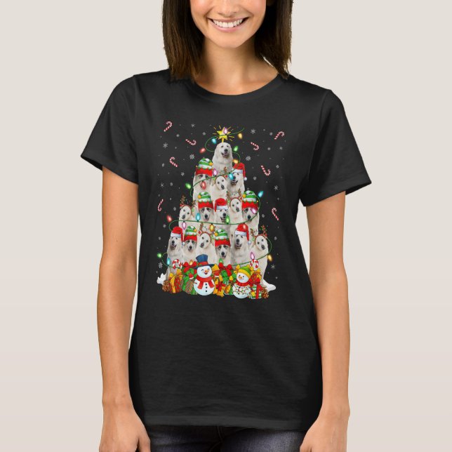Xmas Lighting Santa Great Pyrenees Dog Christmas T T-Shirt (Front)
