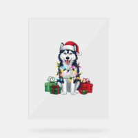 Xmas Lighting Santa Hat Alaskan Husky Dog Christma