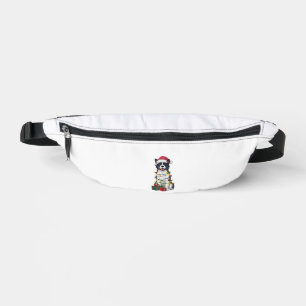 Xmas Lighting Santa Hat American Akita Dog Christm Fanny Pack