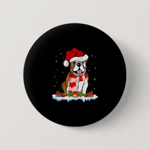 Xmas Lighting Santa Hat American Bulldog Christmas 2 Inch Round Button