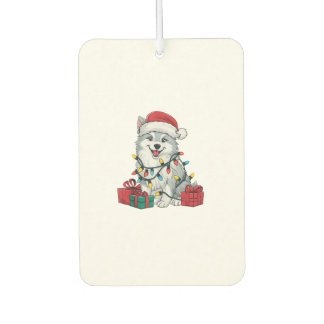 Xmas Lighting Santa Hat American Eskimo Dog Christ Air Freshener