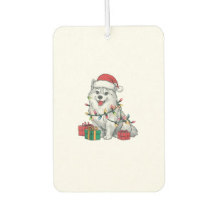 Xmas Lighting Santa Hat American Eskimo Dog Christ Air Freshener