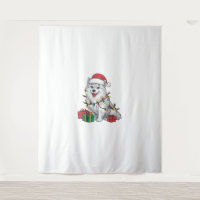 Xmas Lighting Santa Hat American Eskimo Dog Christ