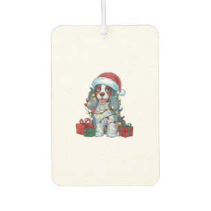 Xmas Lighting Santa Hat American Water Spaniel Dog Air Freshener