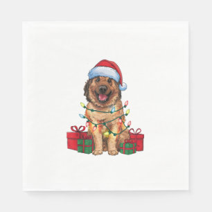 Xmas Lighting Santa Hat Anatolian Shepherd Dog Chr Napkin