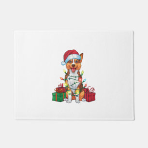 Xmas Lighting Santa Hat Australian Kelpie Dog Chri Doormat