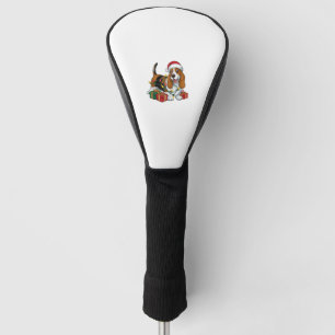 Xmas Lighting Santa Hat Basset Hound Dog Christmas Golf Head Cover