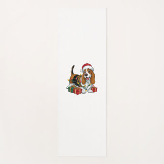 Xmas Lighting Santa Hat Basset Hound Dog Christmas Yoga Mat