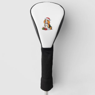 Xmas Lighting Santa Hat Beagle Dog Christmas Golf Head Cover