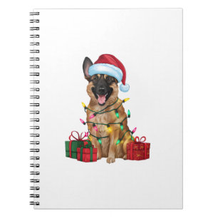 Xmas Lighting Santa Hat Belgian Malinois Dog Chris Notebook