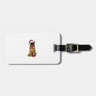 Xmas Lighting Santa Hat Belgian Tervuren Dog Chris Luggage Tag