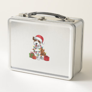 Xmas Lighting Santa Hat Bolognese Dog Christmas Metal Lunch Box