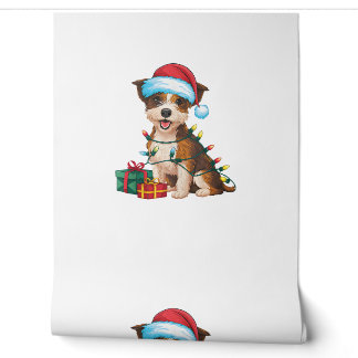 Xmas Lighting Santa Hat Border Terrier Dog Christm Wallpaper