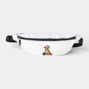 Xmas Lighting Santa Hat Boxer Dog Christmas Fanny Pack
