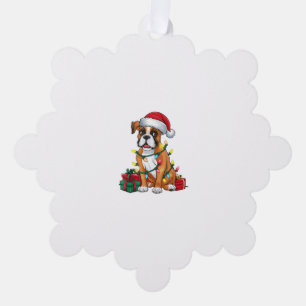 Xmas Lighting Santa Hat Boxer Dog Christmas Ornament Card