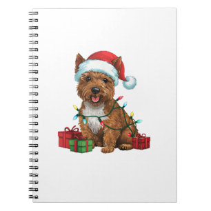 Xmas Lighting Santa Hat Cairn Terrier Dog Christma Notebook