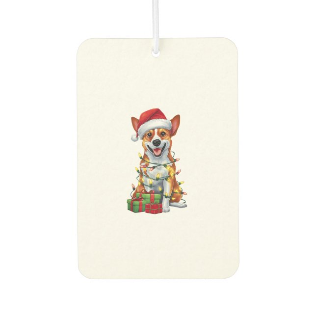 Xmas Lighting Santa Hat Canaan Dog Christmas _1 Air Freshener (Front)