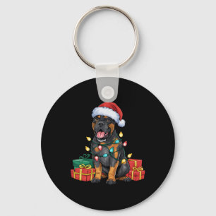 Xmas Lighting Santa Hat Cane Corso Dog Christmas Keychain