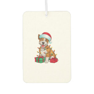 Xmas Lighting Santa Hat Cardigan Welsh Corgi Dog C Air Freshener