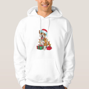 Xmas Lighting Santa Hat Cardigan Welsh Corgi Dog C Hoodie