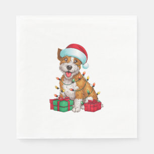 Xmas Lighting Santa Hat Cardigan Welsh Corgi Dog C Napkin