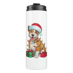 Xmas Lighting Santa Hat Cardigan Welsh Corgi Dog C Thermal Tumbler