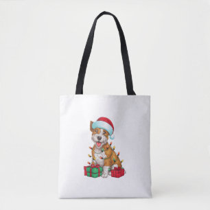 Xmas Lighting Santa Hat Cardigan Welsh Corgi Dog C Tote Bag