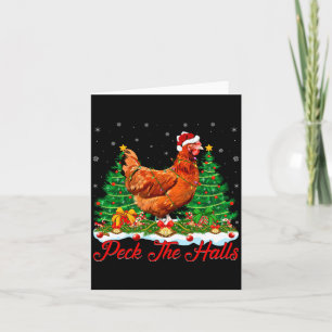 Xmas Lighting Santa Hat Chicken Christmas Tree Card