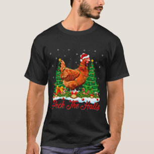Xmas Lighting Santa Hat Chicken Christmas Tree T-Shirt