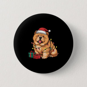 Xmas Lighting Santa Hat Chow Chow Dog Christmas Fo 2 Inch Round Button