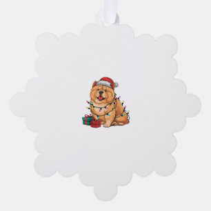 Xmas Lighting Santa Hat Chow Chow Dog Christmas  Ornament Card