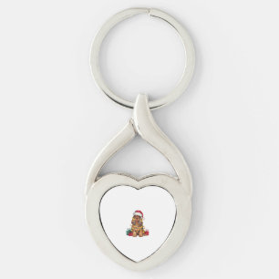 Xmas Lighting Santa Hat Cocker Spaniel Dog Christm Keychain