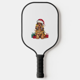 Xmas Lighting Santa Hat Cocker Spaniel Dog Christm Pickleball Paddle